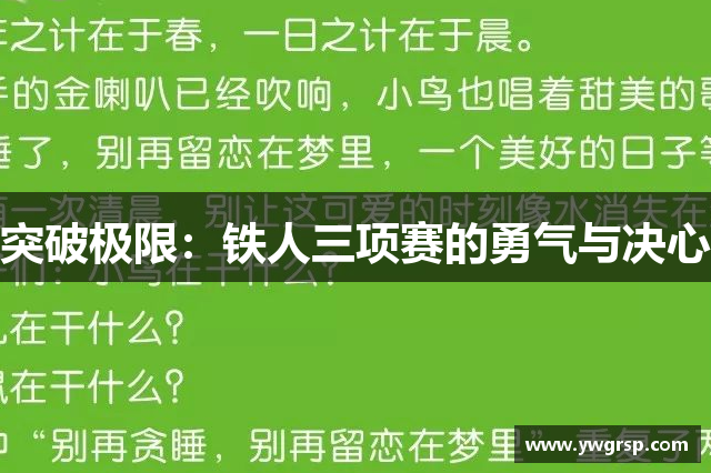 突破极限：铁人三项赛的勇气与决心